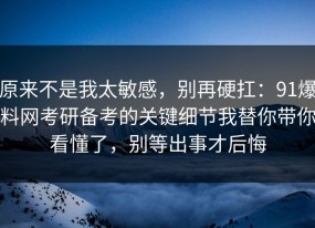 原来不是我太敏感，别再硬扛：91爆料网考研备考的关键细节我替你带你看懂了，别等出事才后悔