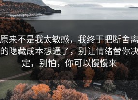 原来不是我太敏感，我终于把断舍离的隐藏成本想通了，别让情绪替你决定，别怕，你可以慢慢来