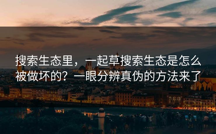 搜索生态里，一起草搜索生态是怎么被做坏的？一眼分辨真伪的方法来了