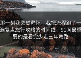 那一刻我突然释怀，我把流程跑了一遍复盘旅行攻略的时间线，91网最重要的是看完少走三年弯路