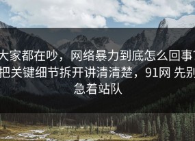 大家都在吵，网络暴力到底怎么回事？把关键细节拆开讲清清楚，91网 先别急着站队