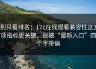 别只看排名：17c在线观看兼容性这3项指标更关键，别被“最新入口”四个字带偏
