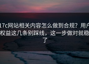17c网站相关内容怎么做到合规？用户权益这几条别踩线，这一步做对就稳了