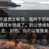 原来不是我太敏感，我终于把断舍离的隐藏成本想通了，别让情绪替你决定，别怕，你可以慢慢来