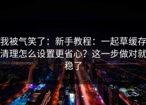 我被气笑了：新手教程：一起草缓存清理怎么设置更省心？这一步做对就稳了