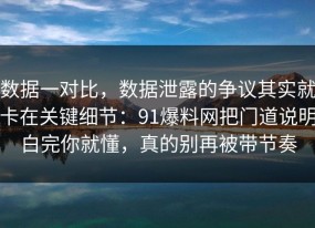 数据一对比，数据泄露的争议其实就卡在关键细节：91爆料网把门道说明白完你就懂，真的别再被带节奏