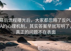 幕后流程曝光后，大家都忽略了反PUA的心理机制，其实答案早就写明了，真正的问题不在表面