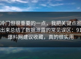 冷门但很重要的一点，我把关键点圈出来总结了数据泄露的常见误区：91爆料网建议收藏，真的很实用