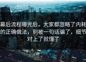 幕后流程曝光后，大家都忽略了内耗的正确做法，别被一句话骗了，细节对上了就懂了