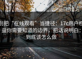 别把“在线观看”当捷径：17c用户权益你需要知道的边界，把话说明白：到底该怎么做