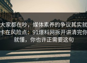 大家都在吵，媒体素养的争议其实就卡在风险点：91爆料网拆开讲清完你就懂，你也许正需要这句