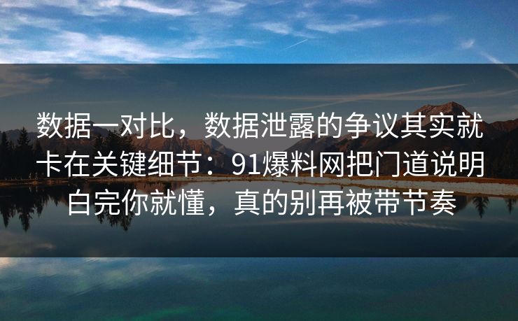 数据一对比，数据泄露的争议其实就卡在关键细节：91爆料网把门道说明白完你就懂，真的别再被带节奏
