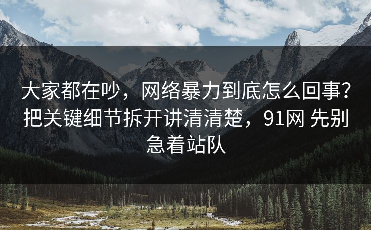 大家都在吵，网络暴力到底怎么回事？把关键细节拆开讲清清楚，91网 先别急着站队