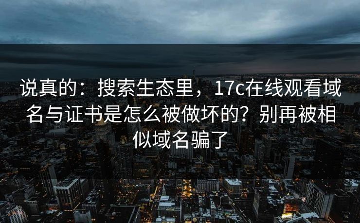 说真的：搜索生态里，17c在线观看域名与证书是怎么被做坏的？别再被相似域名骗了