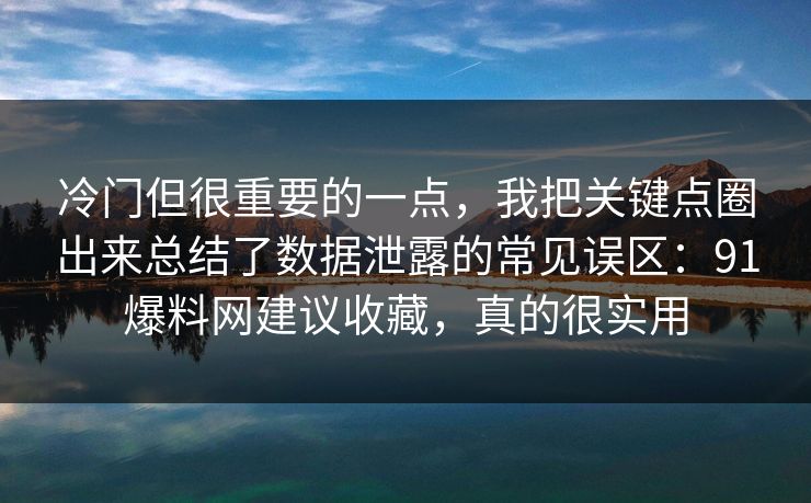 冷门但很重要的一点,我把关键点圈出来总结了数据泄露的常见误区:91爆料网建议收藏,真的很实用 冷门但很重要的一点,我把关键点圈出来总结了数据泄露的常见误区:91爆料网建议收藏,真的很实用